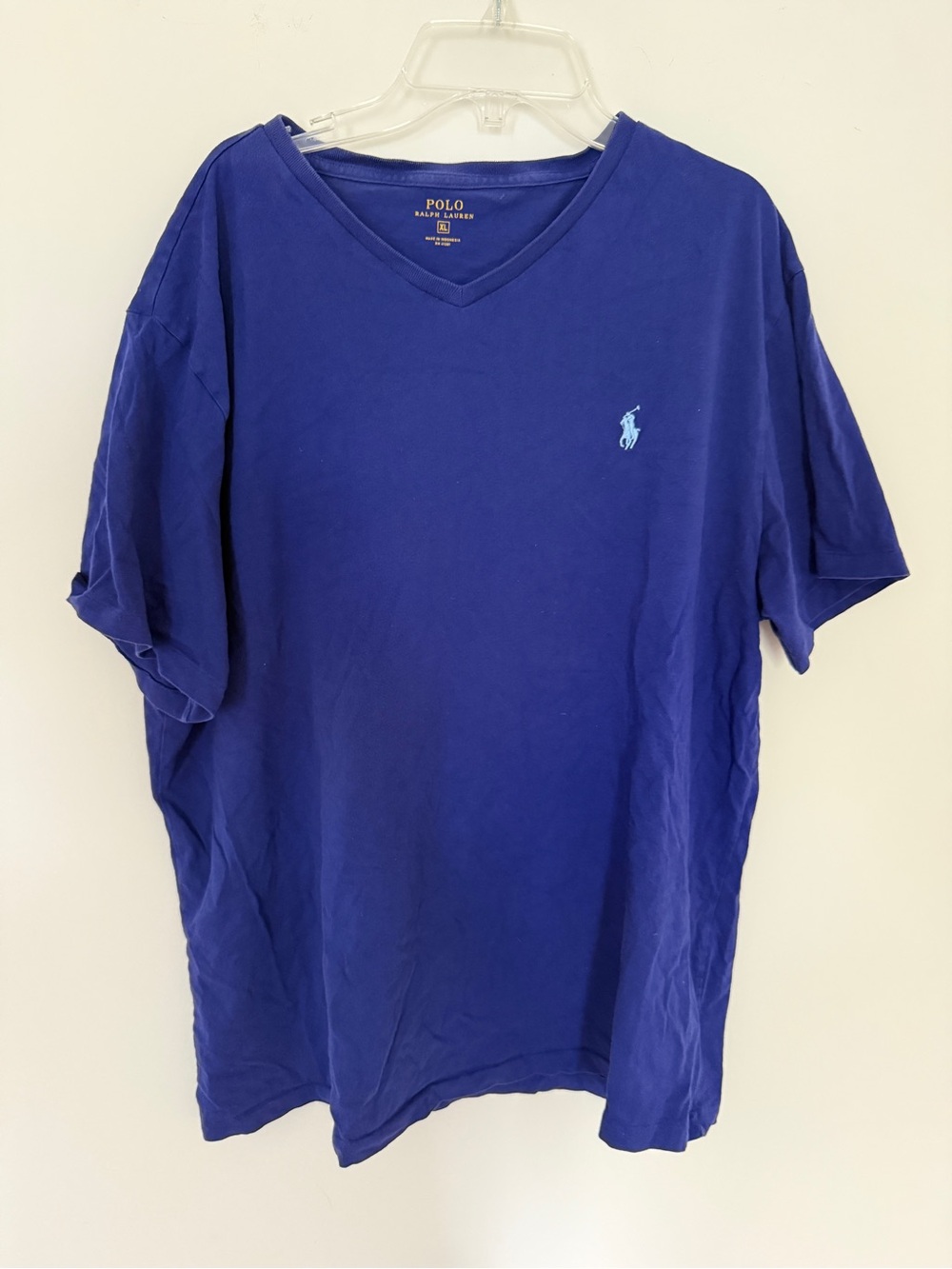 Polo by Ralph Lauren Men's V-Neck T-Shirt in Royal Blue with Light Blue Pony
